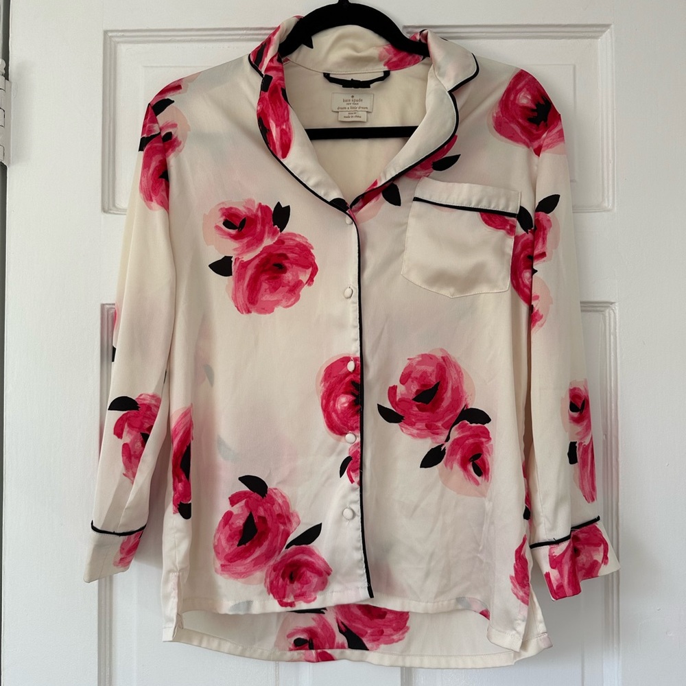 kate spade roses satin pajama set size XS
